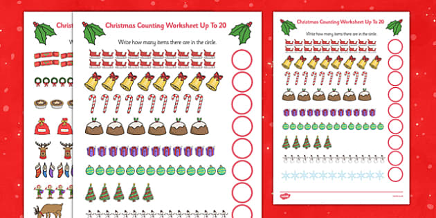 Counting At Christmas Worksheet Up To 20 Counting At Christmas Worksheet Up To 20