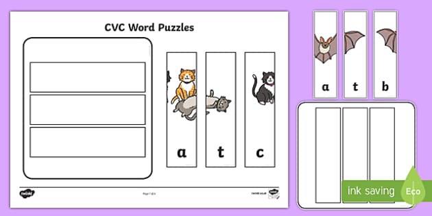 Workstation Pack: CVC (a) Words Puzzles Activity Pack.