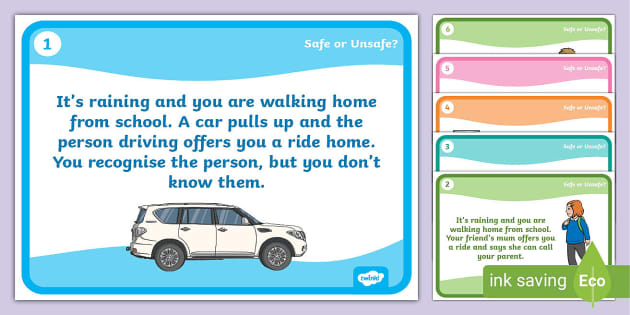 Safe or Unsafe? Scenarios Cards - UAE - Twinkl