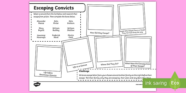 Escaping Convicts Worksheet Teacher Made Twinkl