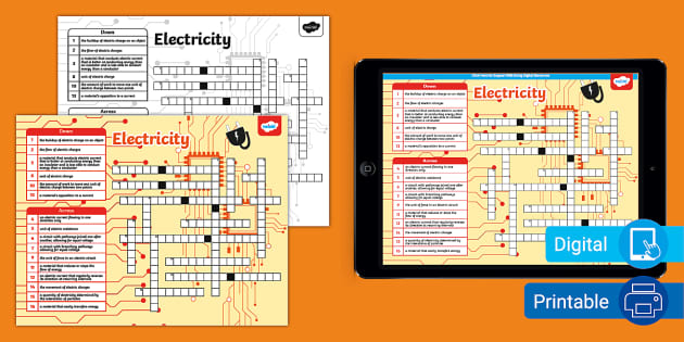 Electricity Crossword for 6th 8th Grade (teacher made)