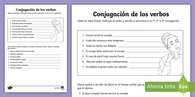 Ficha de actividad por niveles: Conjugación de los verbos