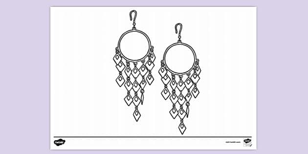 FREE! - Dangly Earrings Colouring Sheet | Colouring Sheets | Twinkl