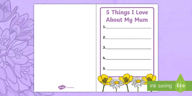 Mother's Day Message - 5 Things I Love About Mum Card