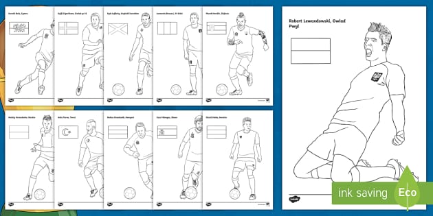 Lliwio pêl-droedwyr rhyngwladol. (teacher made) - Twinkl