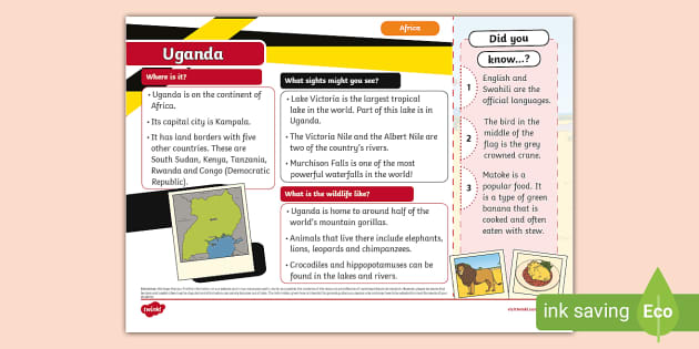 KS1 Uganda Fact File teacher Made Twinkl