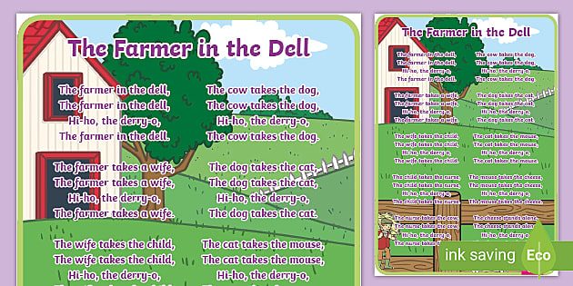 The Farmer in the Dell Nursery Rhyme Display Poster - Twinkl