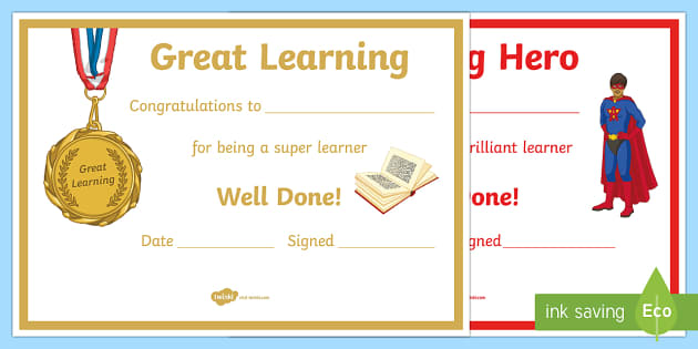 Entry Level Great Learning Certificate Twinkl