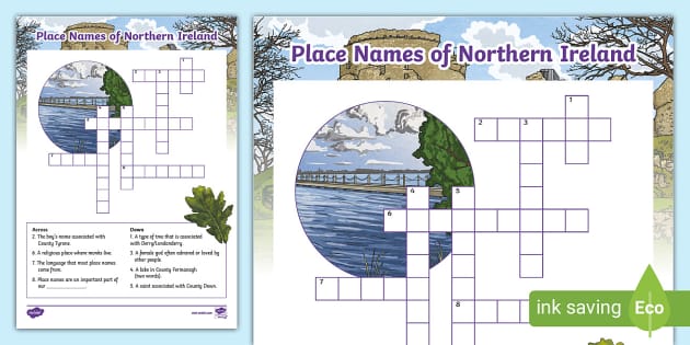 Place Names of Northern Ireland Crossword (teacher made)