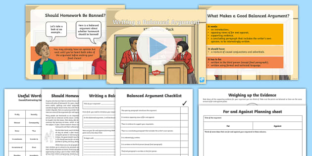 balanced argument homework ks2