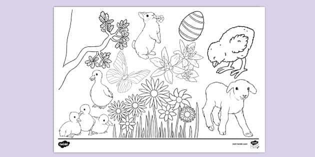 FREE! - Free Spring Colouring Page - Primary School - Twinkl