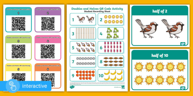 Doubles and Halves QR Code Activity, F-2 Maths