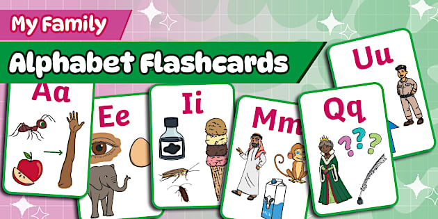 Fun March Lettering My Family - Alphabet Flashcards