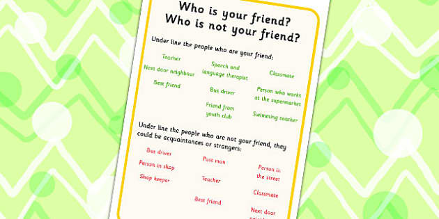 Who Is Your Friend Worksheet