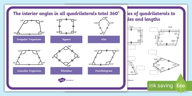 Angles And Lengths In Quadrilaterals Display Poster Maths 2939