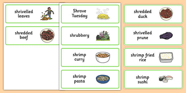 Three Syllable Shr Word Cards Speech Sounds Phonology Articulation Speech