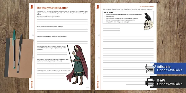 The Weary Warlock S Letter Ma Worksheet Beyond Twinkl