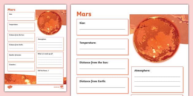 Mars Fact File Template (teacher made) - Twinkl