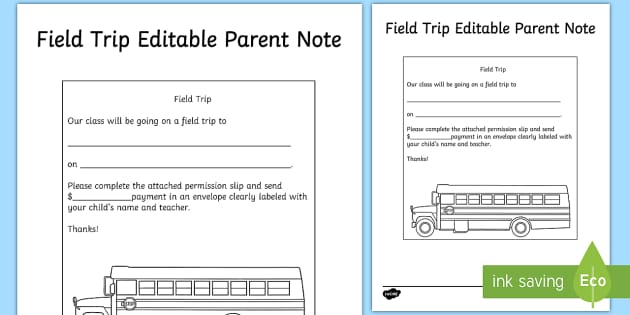 example of a field trip letter to parents