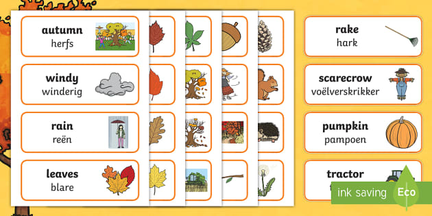 Autumn Topic Word Cards English/Afrikaans (Teacher-Made)