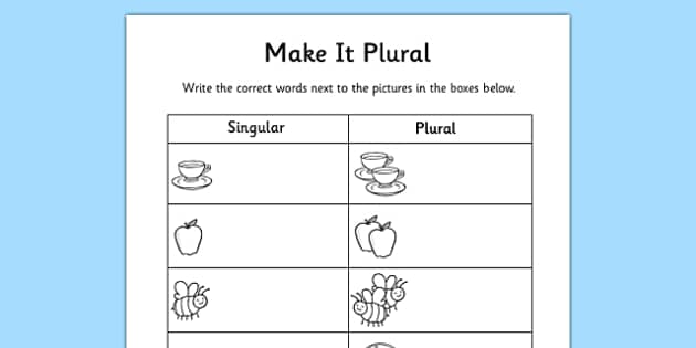 singular and plural worksheet singular and plural plurals