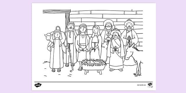 Linear Drawing of Birth of Jesus Christ Scene in Cross Shape Stock Vector -  Illustration of christ, religion: 108580278