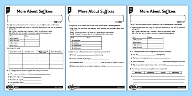 More About Suffixes Differentiated Worksheet / Worksheet Pack