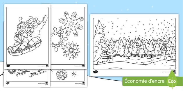 Cahier de coloriages et activités ludiques sur l'hiver à imprimer