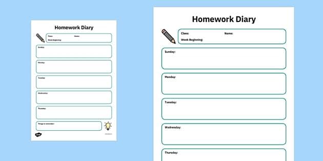 secondary school homework planner