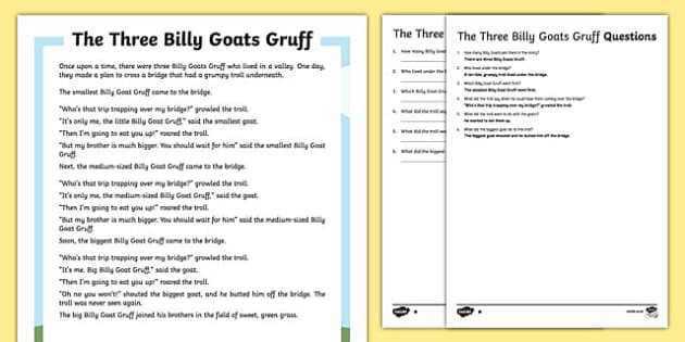 The Three Billy Goats Gruff Traditional Tales Differentiated Reading