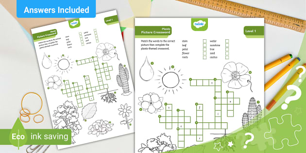 Plants Picture Crossword Puzzle - L1 - Twinkl - Kids Puzzles