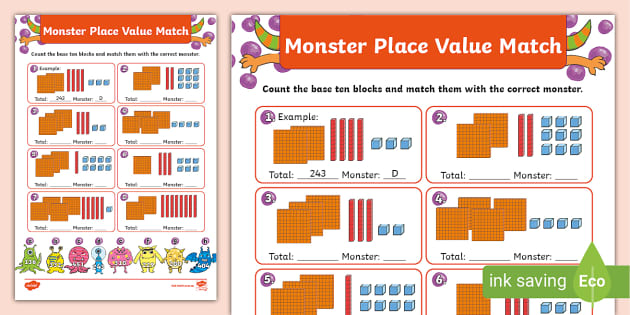 Monster Place Value to 100 Activity Sheet (teacher made)