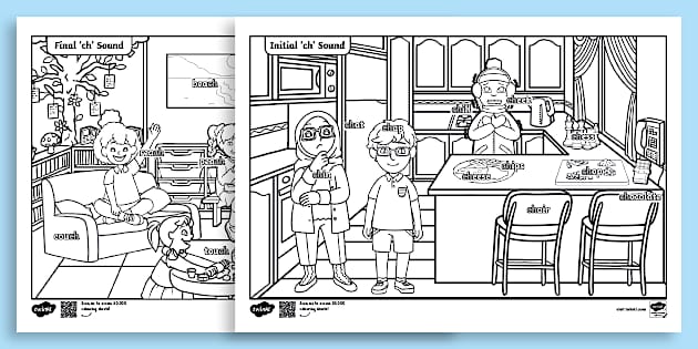Initial and Final ‘ch’ Sound Colouring Production Sheets