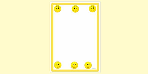 FREE! - Smiley Face Page Border | Page Borders | Twinkl