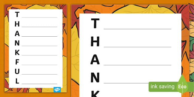 A Printable Thankful Template Thanksgiving Twinkl