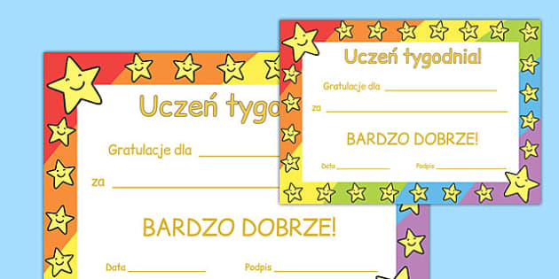 Star of the Week Award Certificate Polish (Teacher-Made)