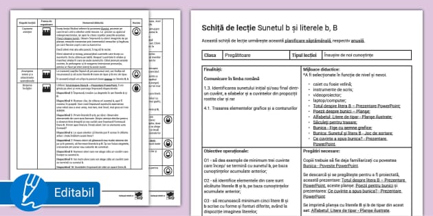 Sunetul B și Literele B, B: Predare – Clasa Pregătitoare