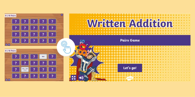 👉 Addition Maths Pairs Game - KS2 Revision (teacher made)