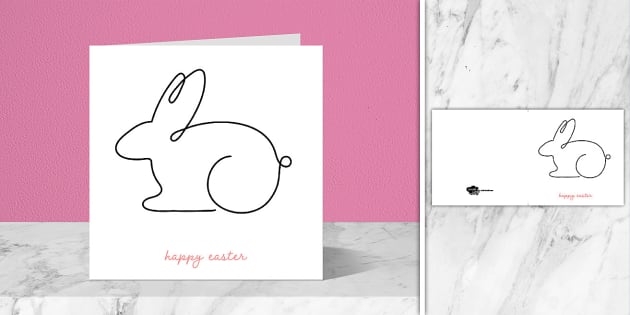 Easter Bunny Line Art Card | Twinkl Party (Teacher-Made)