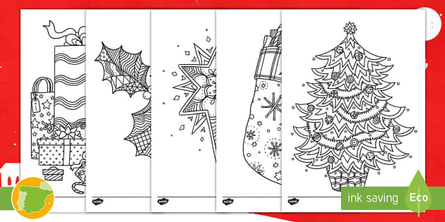 Hojas de colorear: Dibujos de navidad para colorear - Twinkl