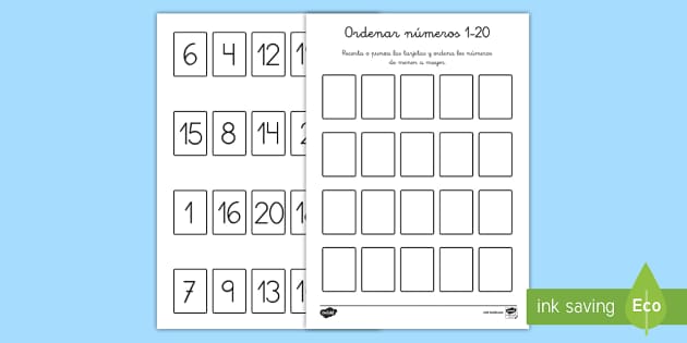 Ficha De Actividad Ordenar Numeros 1 20 Teacher Made