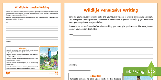 Wildlife Persuasive Writing Activity (Teacher-Made) - Twinkl
