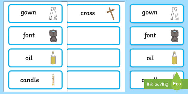 Baptism Symbols Word Cards (Teacher-Made) - Twinkl
