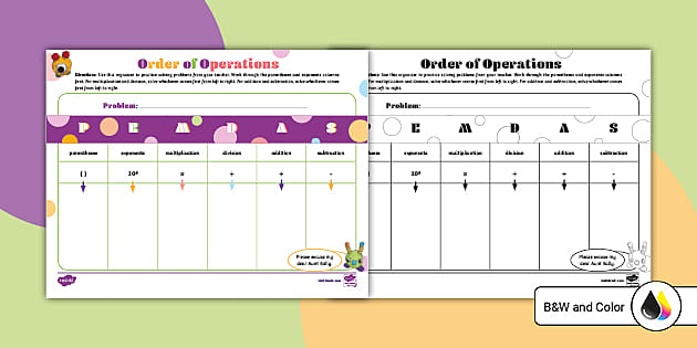 PEDMAS Math Problems | Order of Operations Worksheet