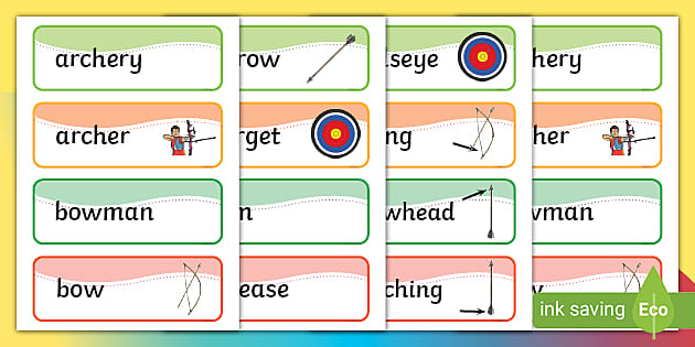 Archery Word Cards (teacher made) - Twinkl