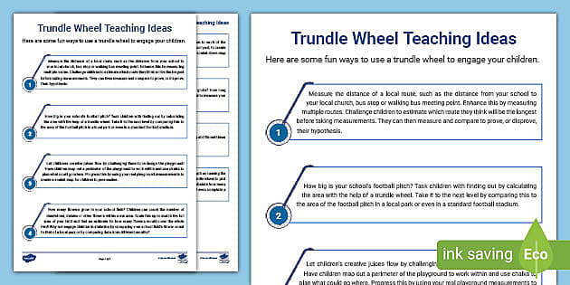Primary Trundle Wheel Teaching Ideas sheet