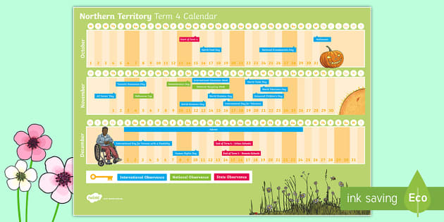 Northern Territory Term 4 Calendar - Term planner, school holidays