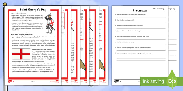 St George's Day Differentiated Reading Comprehension Activity English ...