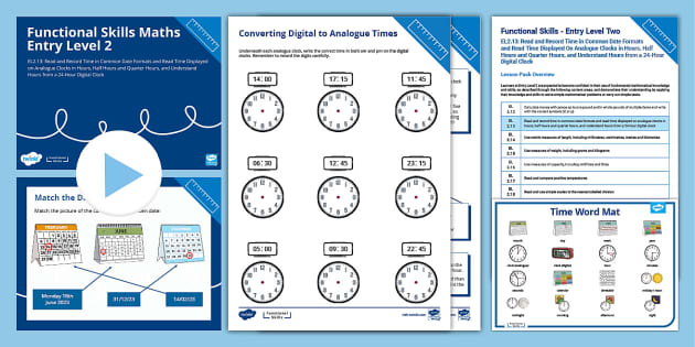 Maths Functional Skills: E2.13: Read and Record Time in Common Date Formats