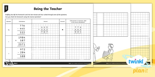 PlanIt Maths Y4 Addition And Subtraction Being The Teacher Home 
